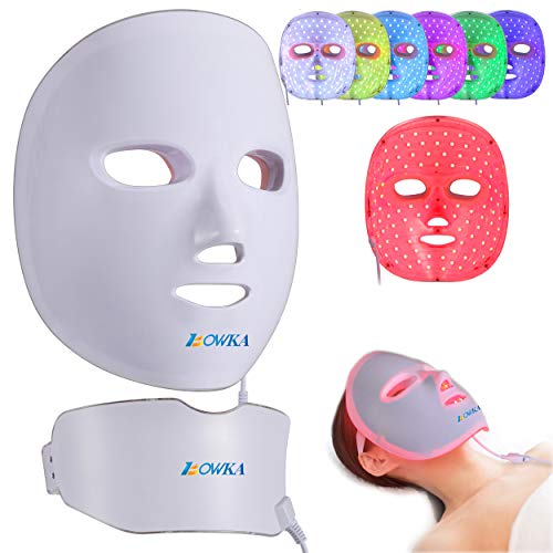 BOWKA LED Photonentherapie Maske wiederaufladbar 7 in 1 Schönheit Gesichtsmaske für Gesicht Hals Anti-falten Akne Entfernung Hautverjüngung Poren schrumpfen Ölige Haut verbessern Haut straffen